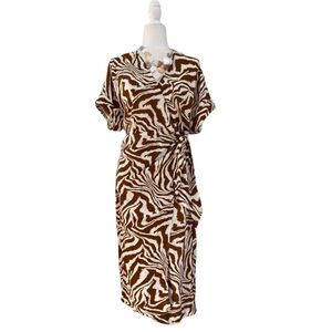 White Closet Zebra print Wrap Dress NWT